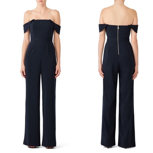 Jay Godfrey Brin Off the Shoulder Midnight Jumpsuit - Picture 2 of 9